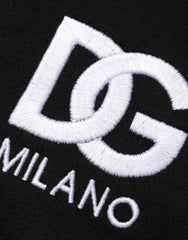 Men's Black Cotton Dg Logo Embroidery Top T-Shirt