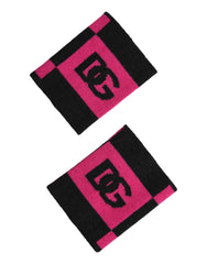 Men's Black Pink Dg Logo Cashmere 1 Pair Wristband 03+pa+vi+ws Accessory