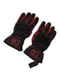 Men's Black Red Nylon Wrist Length Mitten Gloves And Pa+pl+pu