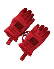 Men's Red Viscose Motorcycle Biker Mitten Gloves Pa+vi