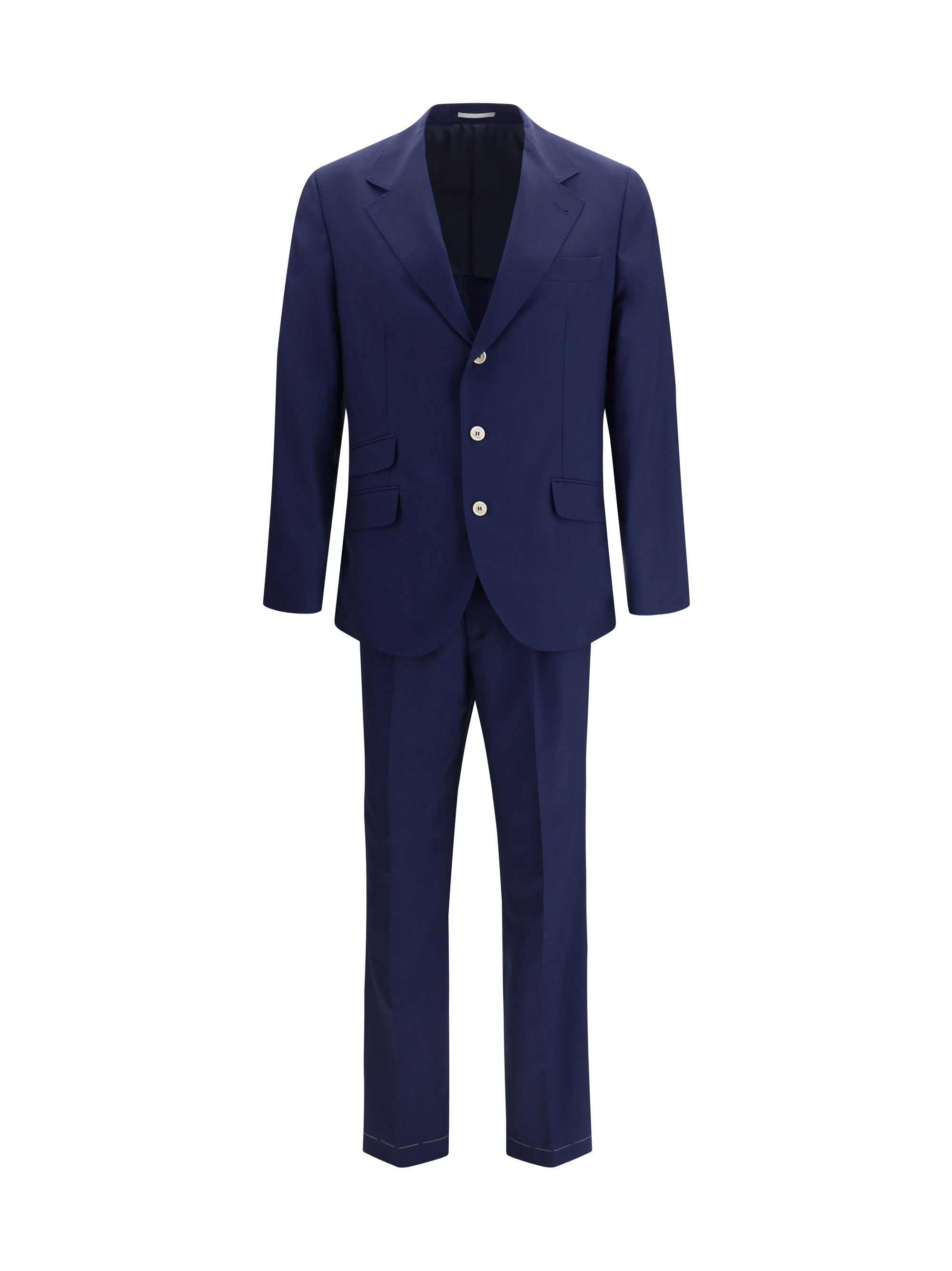 Brunello Cucinelli Peak Lapel Single-Breasted Suit — Navy