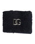 Black Polyester Logo Plaque Men One Size Wristband 05+pa+pl Accessory
