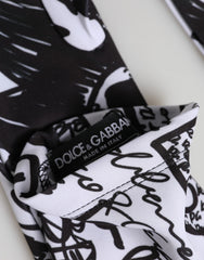Women's Gloves Black White Dg Logo Elbow Length Mitten And 10+pl