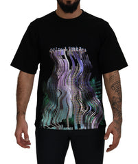 Men's Printed Crewneck T-Shirt Black Cotton Polyester