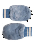 Women's Blue Acrylic Knitted Fur Wrist Mitten Gloves Polyester