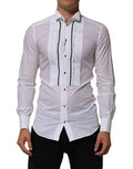Men's White Cotton Collared Long Sleeve Gold Dress Shirt