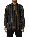 Men's Black Dotted Tassel Silk Button Down Shirt