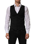 Men's Black Polyester Dress Formal Waistcoat Vest 02+pl+wo