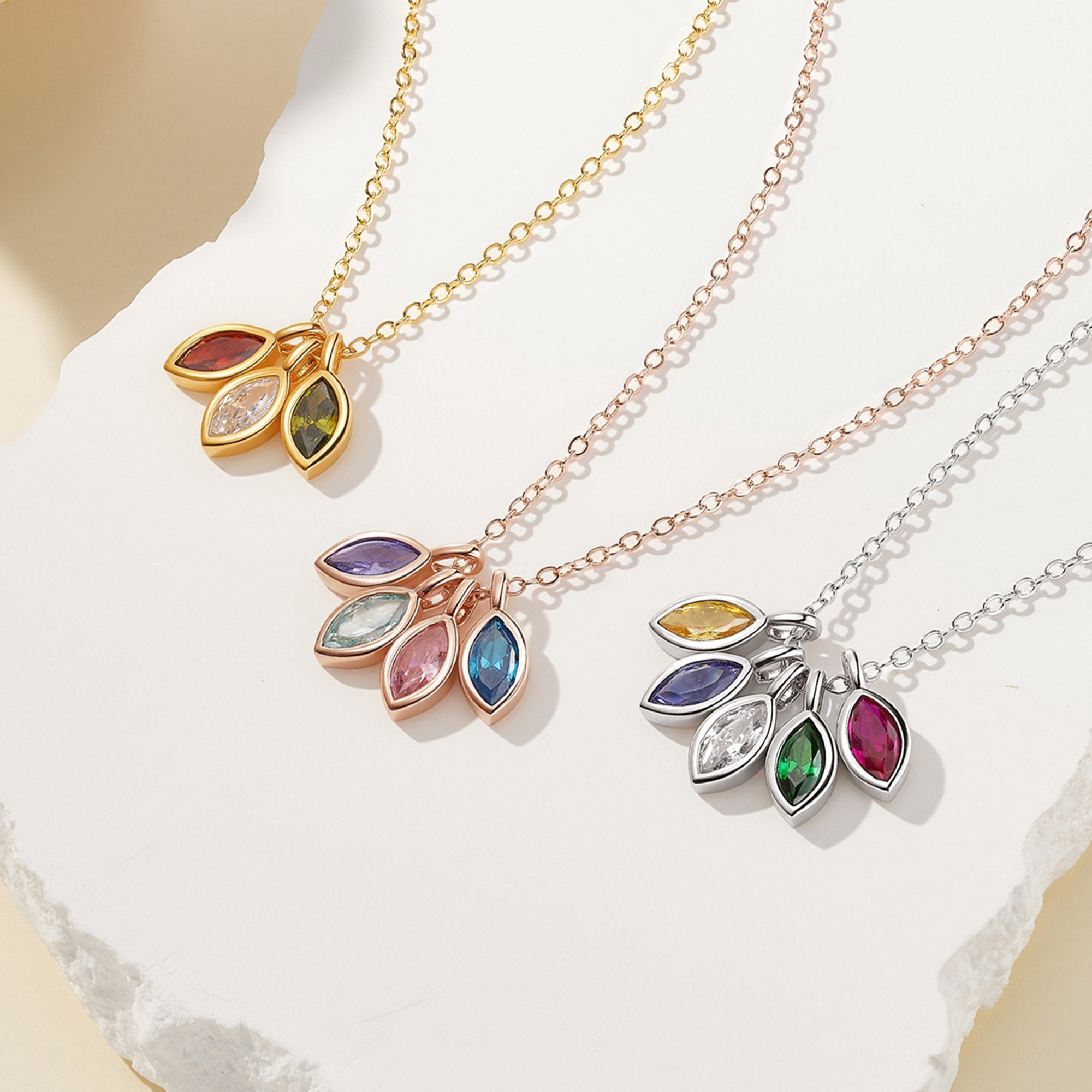 Personalizado 1-8 Marquise Birthstones Collar Dainty Jewelry Birthday Mother's Day Anniversary Gift for Women
