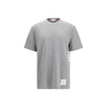 Thom Browne Ribbed Crew Neck Cotton T-Shirt — Gray