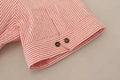 Men's Red White Striped Cotton Short Sleeve Shirt And