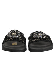 Women's Black Devotion Matelassé Leather Slides Shoes Co+pa+vi