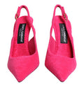 Women's Pink Terry Cloth High Heels Slingback Shoes