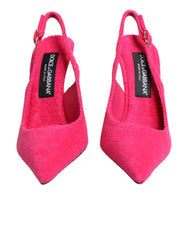Women's Pink Terry Cloth High Heels Slingback Shoes