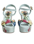 Women's Green Floral Ankle Strap Wedge Sandals Shoes 100lf