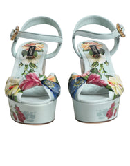 Women's Green Floral Ankle Strap Wedge Sandals Shoes 100lf