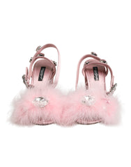Women's Pink Sequined Ankle Strap Sandals Shoes Se+vi+turkey Feather