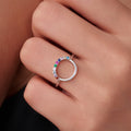 Personalizado 1-10 Familia Birthstones Reunión Círculo Mujeres Anillo Dainty Joyería Día de la Madre Aniversario Regalo para Mamá Abuela