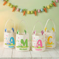 Cesta de Pascua personalizada con nombre y orejas de conejito con iniciales Huevos de caza Regalo de Pascua para niños Niñas