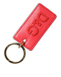 Unisex Red Calf Leather Logo Metal Ring Men Keychain Keyring 100lf