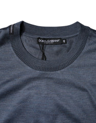 Blue Silk Crew Neck Short Sleeves Men T-Shirt