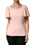 Women's Pink Short Sleeves Round Neck Blouse Top 46+03+vi