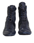 Men's Dark Blue Deer Leather Mid Calf Boots Shoes 77er+23lf