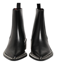 Men's Black Studded Chelsea Short Ankle Boots Shoes Pl+vi+66lf