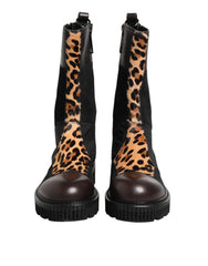 Men's Multicolor Leopard Mid Calf Boots Shoes Crocodile+77lf