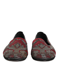 Men's Bordeaux Jacquard Leather Slip On Loafer Shoes Co+vi+lamb+70lf