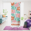 Toalla de Yoga Personalizada Floral Super Absorbente con Nombre Accesorios Deportivos Regalo de Cumpleaños para Amantes del Yoga Mujeres