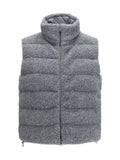 Herno Shearling-Front Padded Vest — Gray