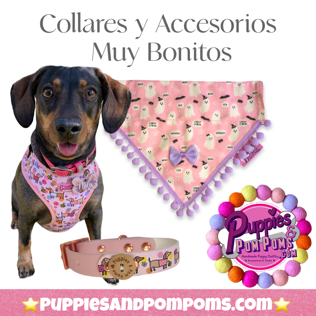 Cute Pink Ghosts! Halloween Pompom Dog Bandana