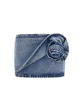 Magda Butrym Twisted Floral Denim Skirt — Blue