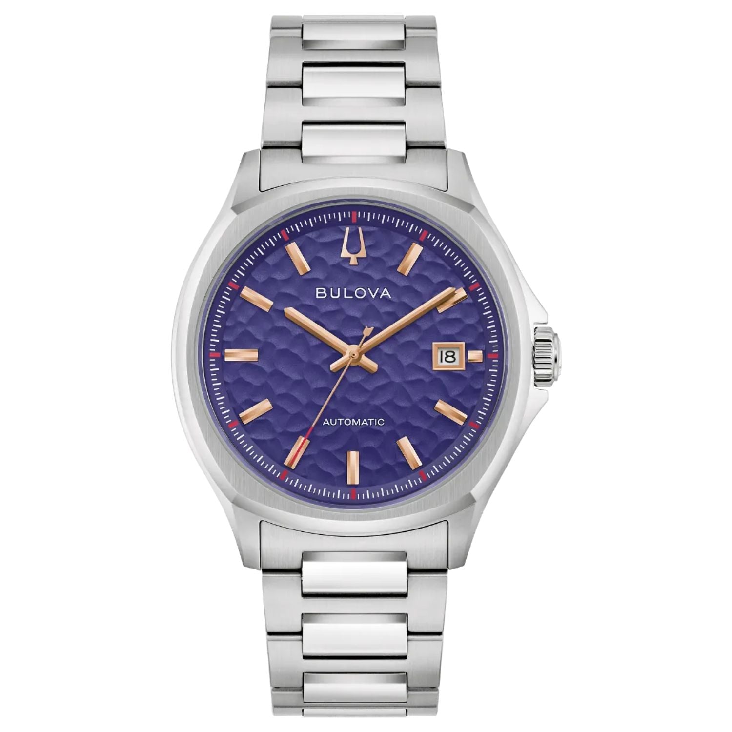 Bulova Stainless Steel Automatic Watch — Purple