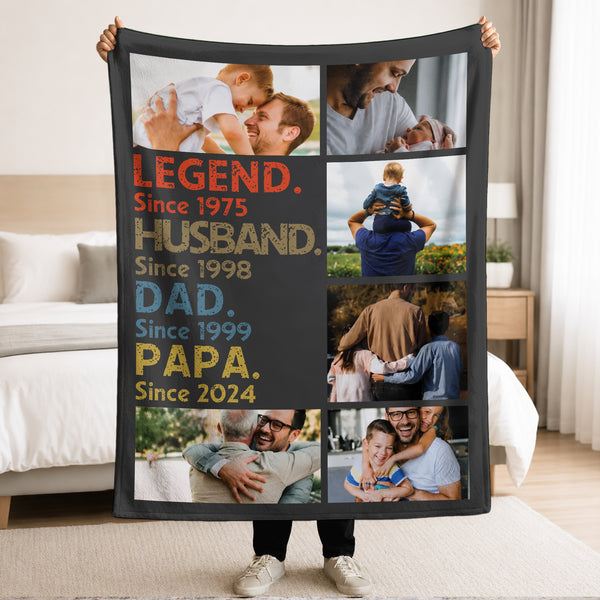 Personalizada Multicolor Hitos de Identidad Manta Suave con Texto y Fotos Decoración del Hogar Regalo para el Día del Padre Abuelo