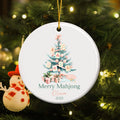 Árbol de Navidad Mahjong personalizado Adorno de cerámica con nombre y año Decoración del árbol Noche de Navidad Mahjong Regalo para jugadores de Mahjong