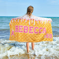 Toalla de playa de secado rápido personalizada con nombre Accesorio de vacaciones de verano Regalo de cumpleaños para mamá amante del béisbol