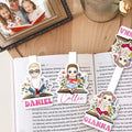 Personalizado Flores Cartoon Lectura Personaje magnético Marcapáginas Clip con nombre Lectura Suministros Regalo de cumpleaños para Book Lover Bookworm Bibliotecario