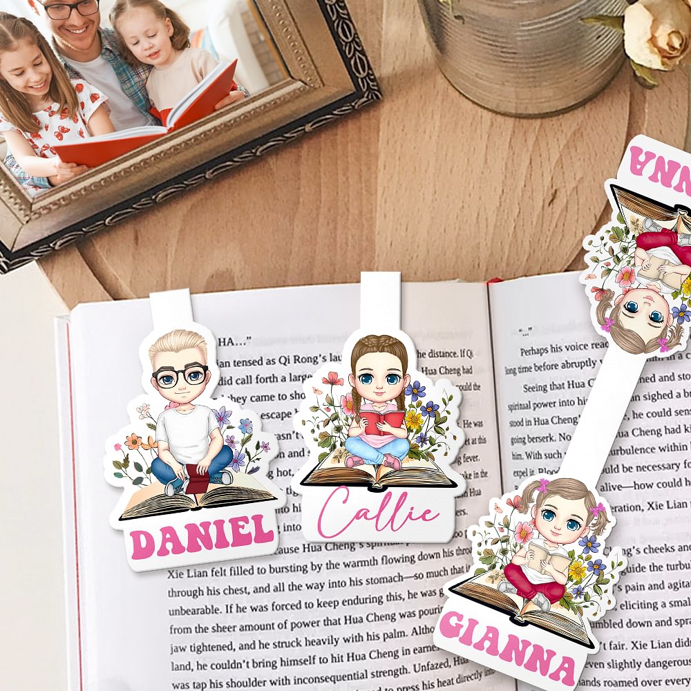 Personalizado Flores Cartoon Lectura Personaje magnético Marcapáginas Clip con nombre Lectura Suministros Regalo de cumpleaños para Book Lover Bookworm Bibliotecario
