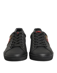 Men's Black Leather Heart Embellished Sneakers Shoes 100lf