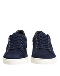 Men's Blue Leather Suede Low Top Sneakers Shoes Goat