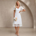 Bridal Wedding Dress White Short Sleeve Short Scoop Sheath Lace