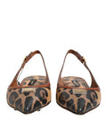Women's Brown Leopard Slingback Flats Sandals Shoes Co+pl+pu+10lf