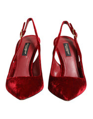 Women's Red Suede High Heels Slingbacks Sandals Shoes Se+vi