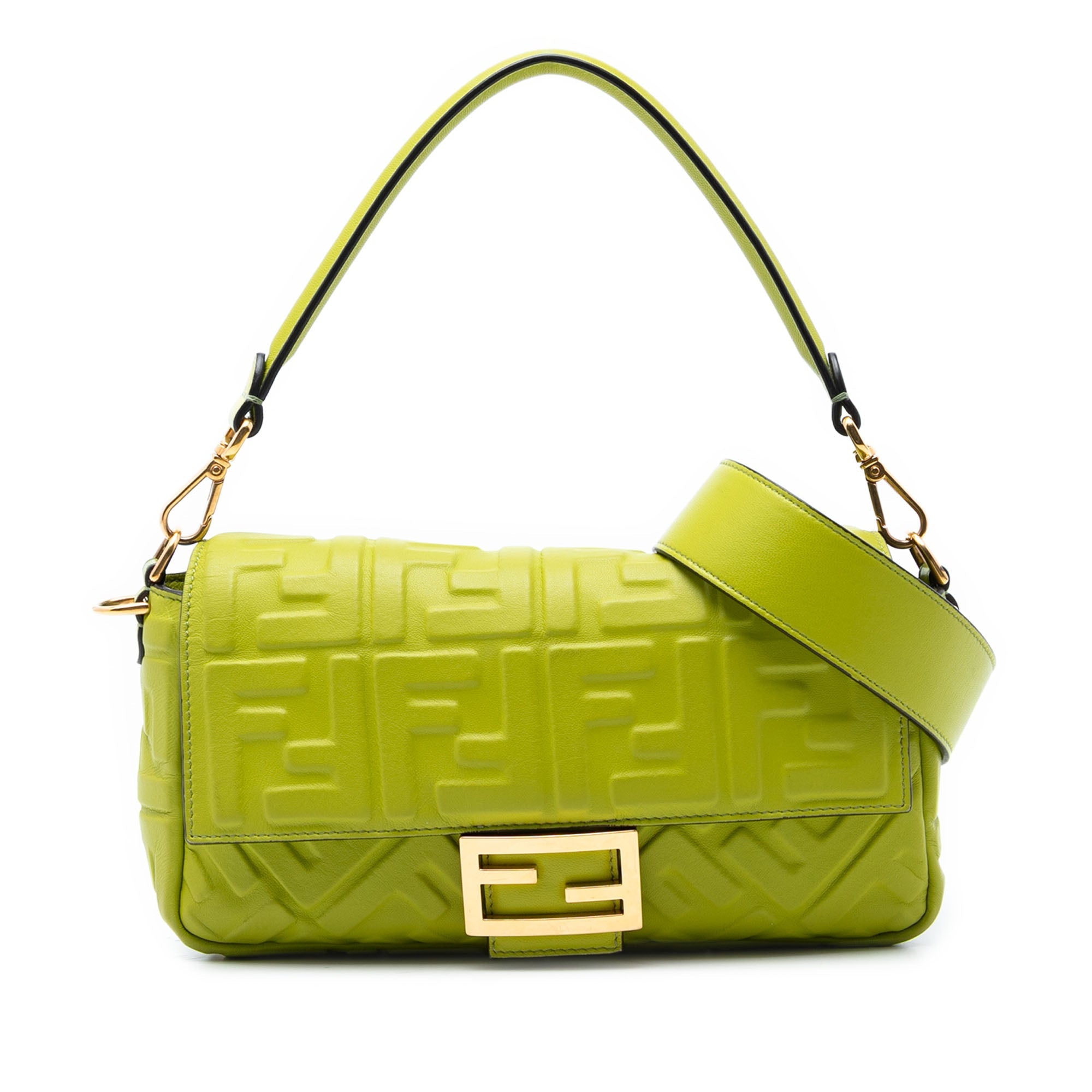 Zucca Embossed Leather Baguette Satchel