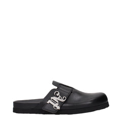 Men's Black Leather Slippers