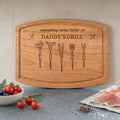 Tabla de cortar curvada grabada con tema de cocina personalizada con nombre Regalo de cumpleaños del Día del Padre para papá