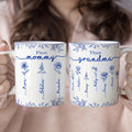 Personalizada Toile De Jouy Nacimiento Flor Taza de café de cerámica con apodos y nombres Navidad Día de Acción de Gracias Cumpleaños Regalo para las mujeres