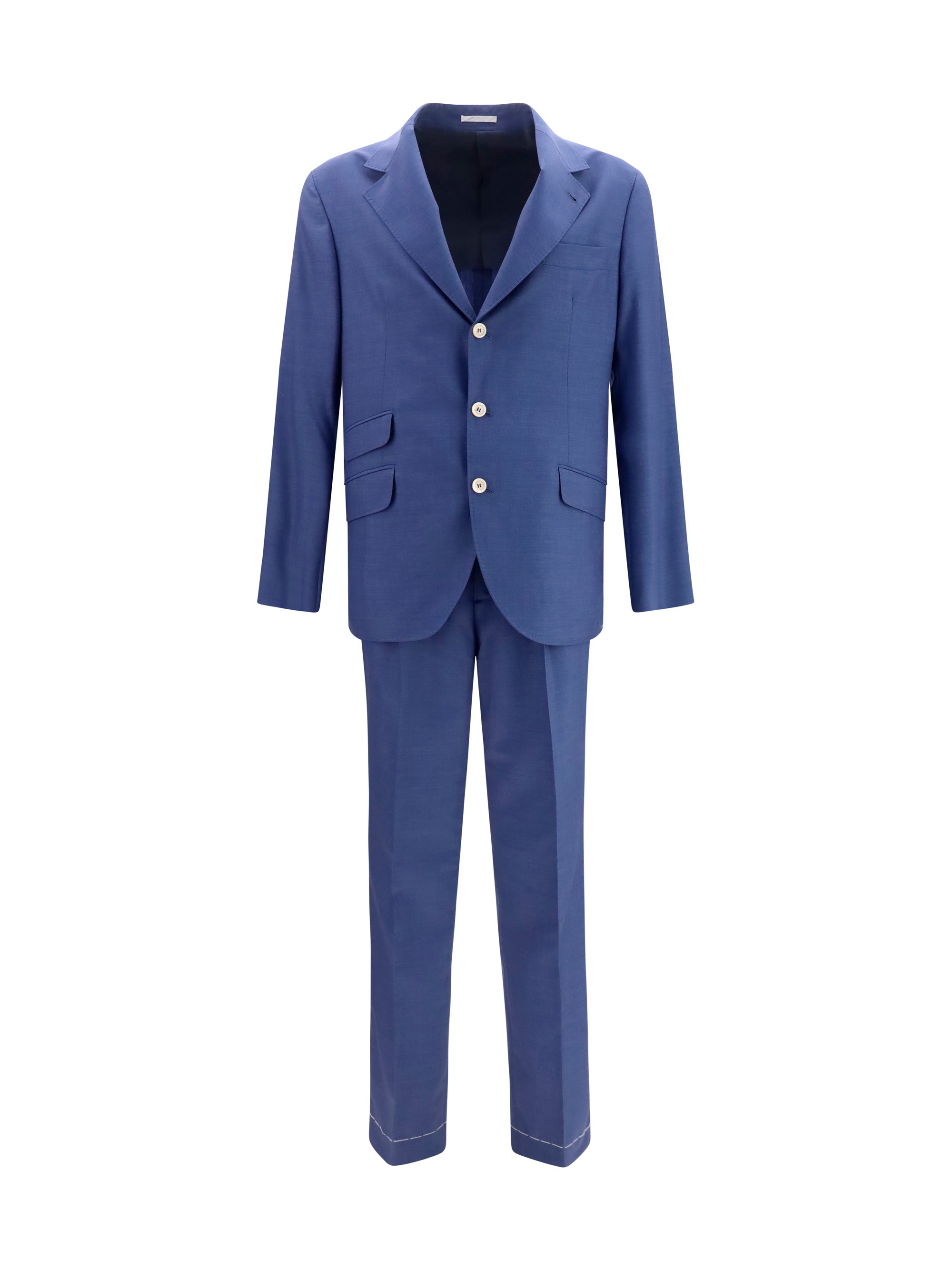 Brunello Cucinelli Single-Breasted Peak Lapel Suit — Blue